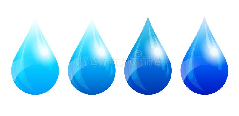 Baisse de l'eau, gouttelette d'eau, quatre versions de couleur illustration libre de droits Baisse de l'eau, gouttelette d'eau, quatre versions de couleur illustration libre de droits