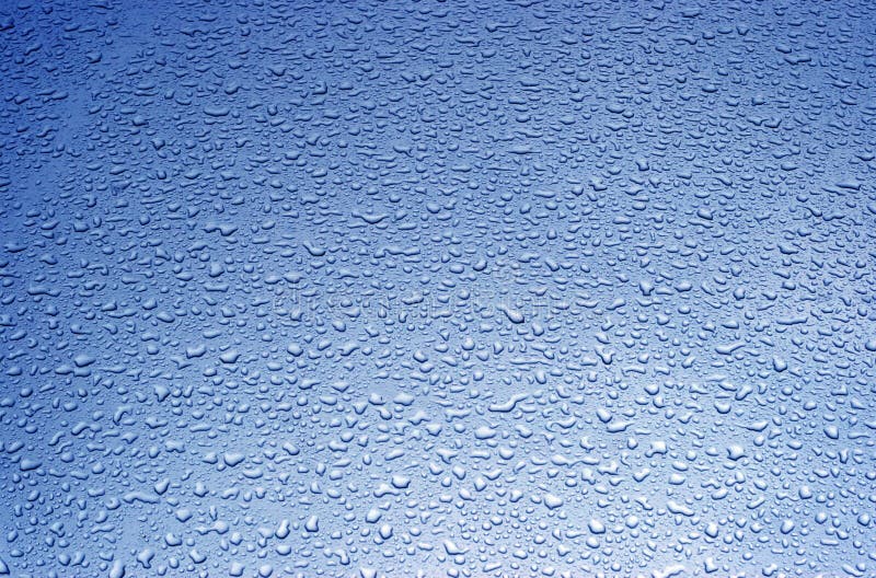 Water drops on metal surface - blue. Water drops on metal surface - blue