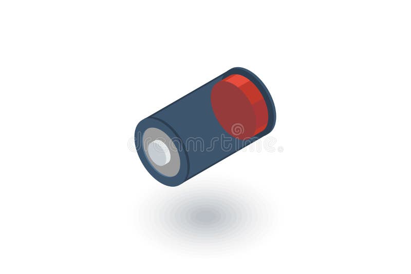 A baixa bateria, carrega o ícone liso isométrico vetor 3d ilustração do vetor A baixa bateria, carrega o ícone liso isométrico vetor 3d ilustração do vetor