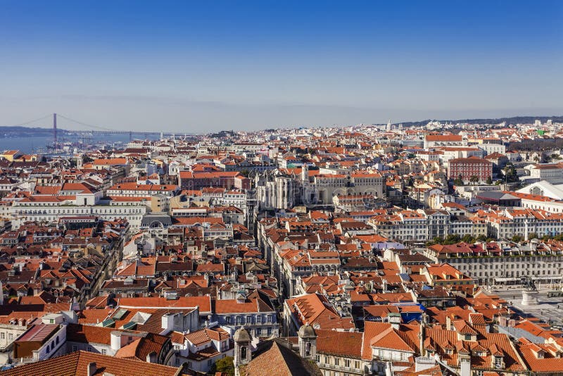 Baixa District of Lisbon Seen from the Castelo De Sao Jorge Aka Saint  George Castle Stock Photo - Image of abril, europe: 116315104