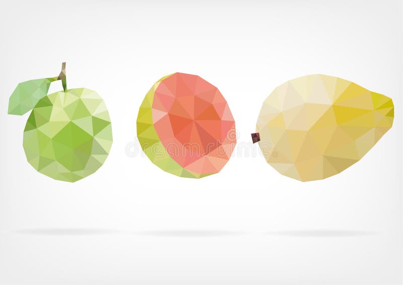 Vector illustration of Guava fruit in low poly design. Vector illustration of Guava fruit in low poly design