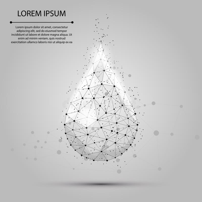 Baixa gota poli da água do wireframe com pontos e estrelas Aqua ou líquido fresco, ilustração do vetor da natureza do eco ilustração royalty free Baixa gota poli da água do wireframe com pontos e estrelas Aqua ou líquido fresco, ilustração do vetor da natureza do eco ilustração royalty free
