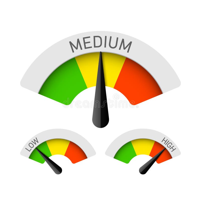 Low, Medium and High gauges illustration. Low, Medium and High gauges illustration