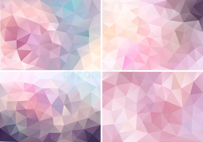 Abstract pastel pink low poly backgrounds, set of vector design elements. Abstract pastel pink low poly backgrounds, set of vector design elements