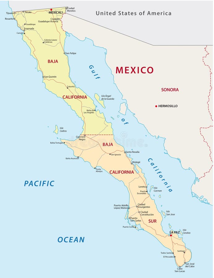 Baja California Map Stock Illustrations – 350 Baja California Map Stock