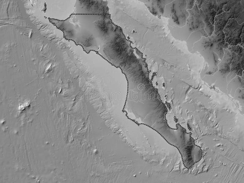 Baja California Sur, Mexico. Grayscale. No Legend Stock Illustration