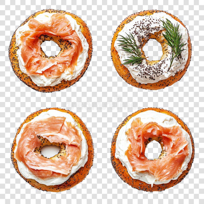 Bajgle z serem śmietankowym i loxem royalty ilustracja