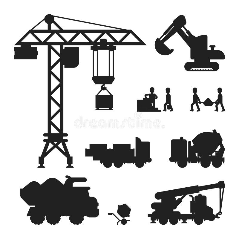 Bajo ejemplo del vector de la silueta de la técnica de la construcción ilustración del vector Bajo ejemplo del vector de la silueta de la técnica de la construcción ilustración del vector