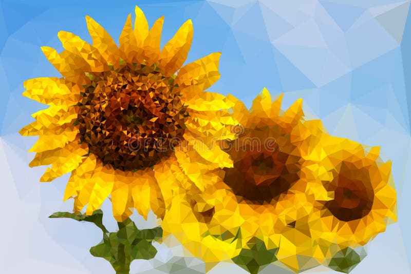 Bajo polivinílico del girasol stock de ilustración Bajo polivinílico del girasol stock de ilustración