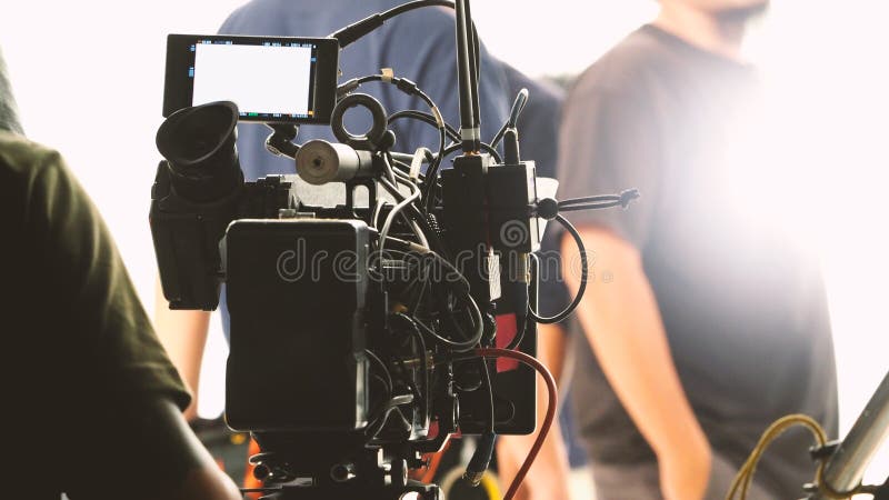 Bak det videopd arbetet för skytteproduktionlag arkivbilder Bak det videopd arbetet för skytteproduktionlag arkivbilder
