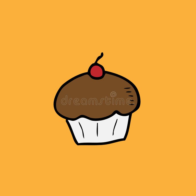 Cupcake doodle icon cartoon vector. Cupcake doodle icon cartoon vector