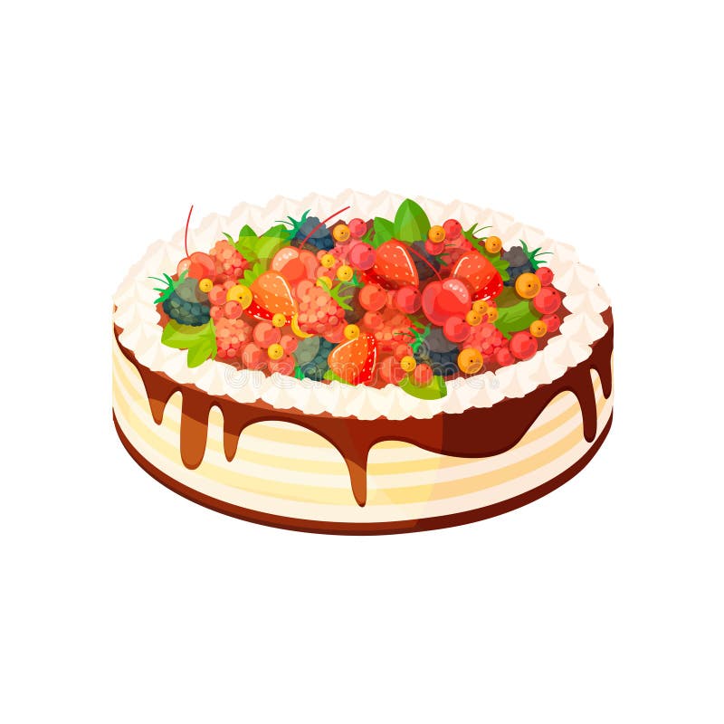 Baka ihop med bär och frukter på en vit bakgrund stock illustrationer Baka ihop med bär och frukter på en vit bakgrund stock illustrationer
