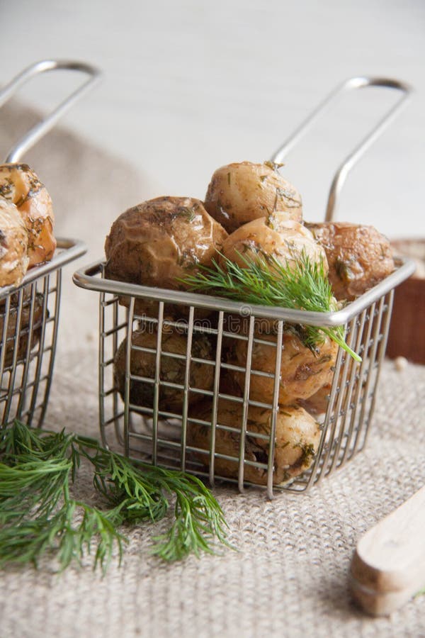 Baked Baby Potato with Greens Stock Photo Image of delight