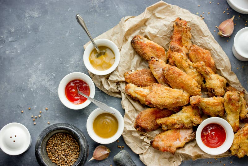 Baked Bbq Chicken Wings with Crispy Skin Stock Image Image of cooked