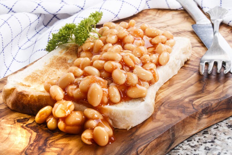 Baked Beans with Tomato Sauce Served on Toast Stock Image Image of
