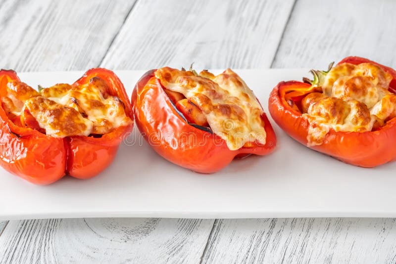 Baked Bell Peppers Stuffed with Sausage Stock Image Image of sausage