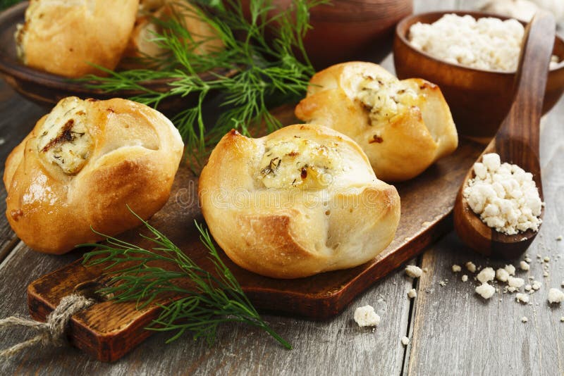 Baked Buns Stuffed with Cheese Stock Image Image of herb, dinner