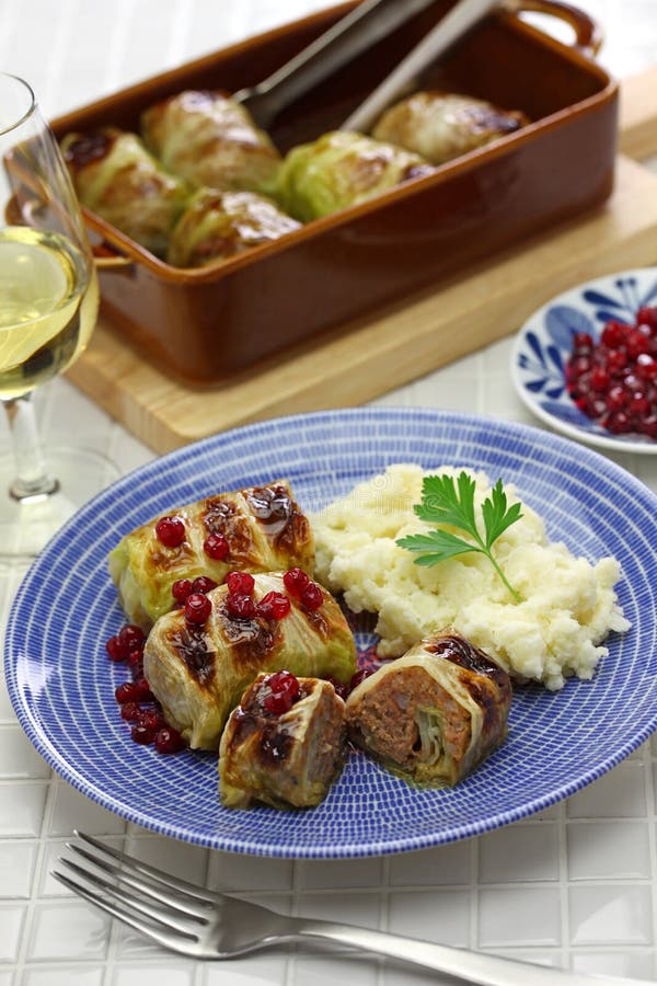 Finnish Baked Cabbage Rolls Stock Photo - Image of dinner, minced ...