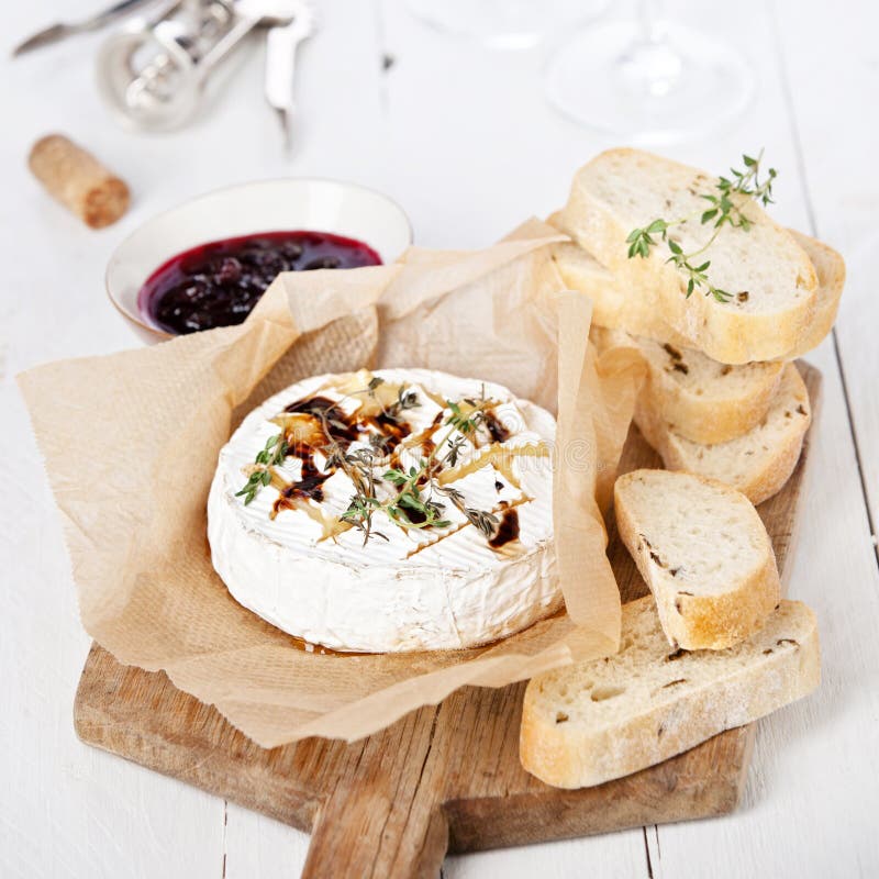 Camembert Cheese With Fresh Figs, Walnuts And Honey Stock Photo Image