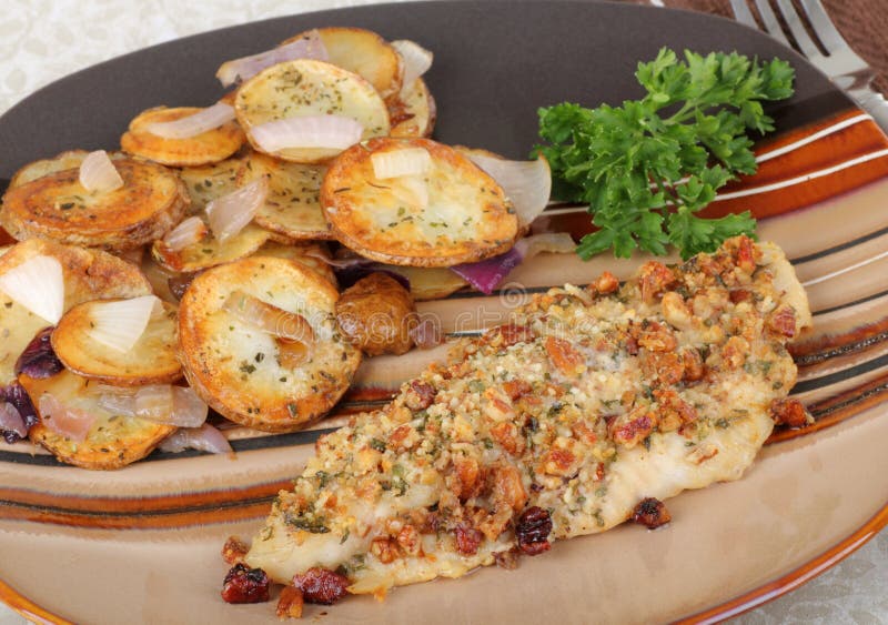 Baked Catfish Fillet stock photo. Image of potato, dinner 22063468