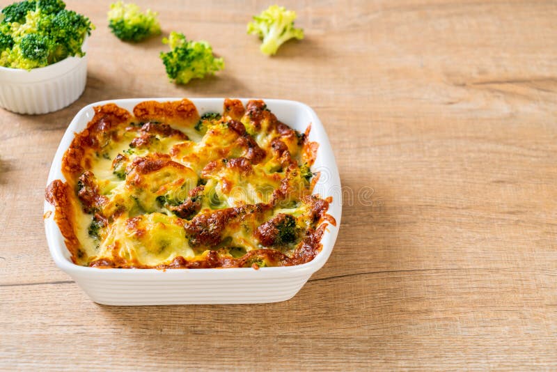 Baked Cauliflower and Broccoli with Cheese Stock Photo Image of