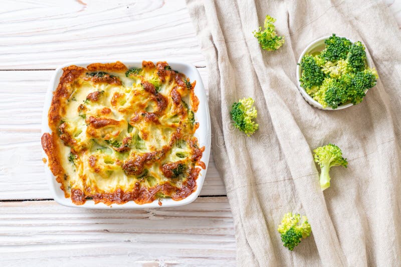 Baked Cauliflower and Broccoli with Cheese Stock Photo Image of