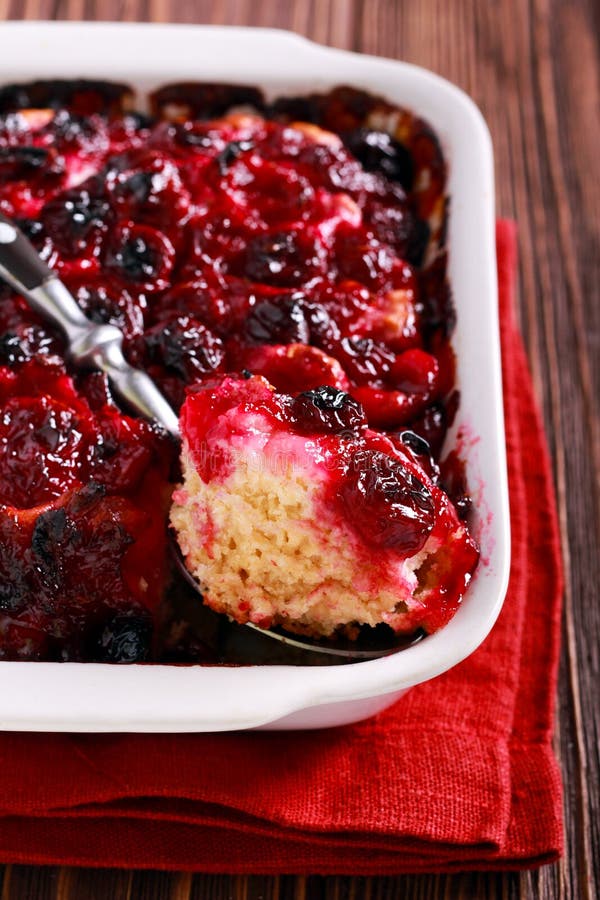 Baked Cherry Pudding in a Tin Stock Photo Image of food, cake 119155650