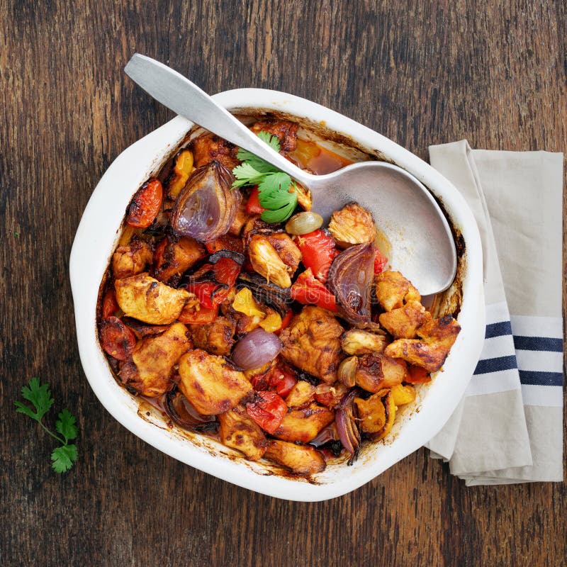 Baked Chicken Breast with Vegetables on Wooden Table Stock Photo Image of chicken, bakingdish