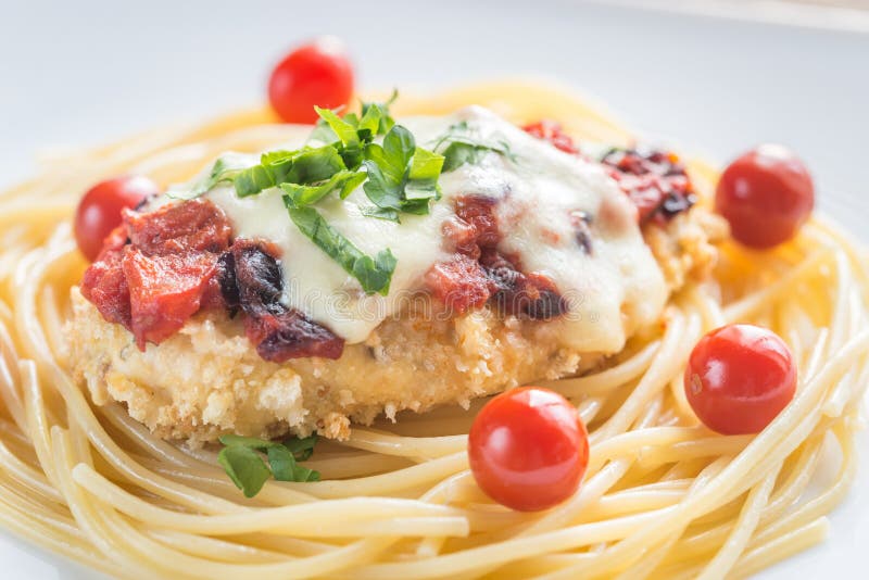 Baked chicken with parmesan and mozzarella