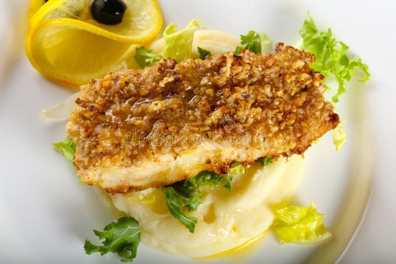 Cod Fish with Mashed Potato Stock Image - Image of mashed, mash: 112179065