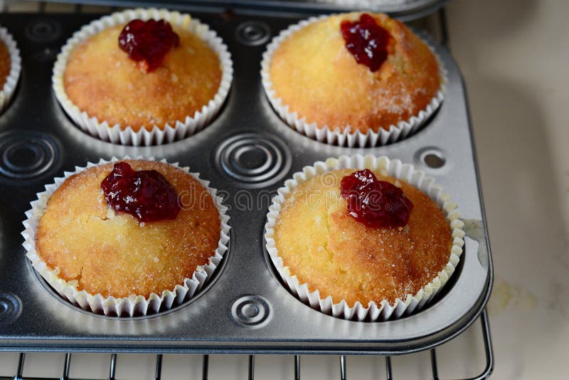 Baked Doughnuts Filled with Jam Stock Photo Image of tempting, served