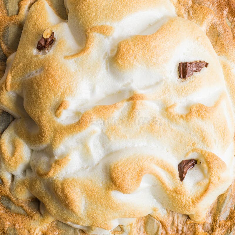 Whipped Cream of Egg Whites with Chocolate, Nutmeg and Mint. Stock