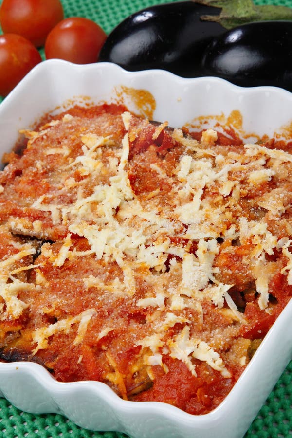 Baked Eggplants with Tomato and Cheese Stock Image Image of vitamin