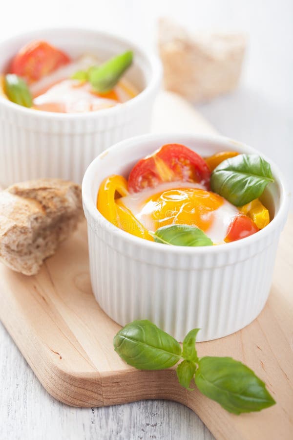 Baked Eggs with Tomatoes and Paprika Stock Photo Image of tasty