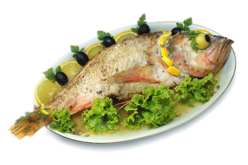 Baked fish isolated