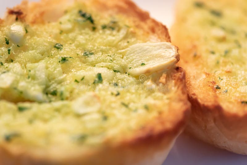 Baked Garlic Bread stock image. Image of butcher, coriander 167437019