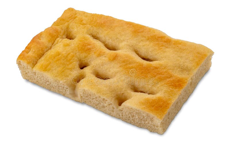 Baked Genoese focaccia, flat bread slice stock photo