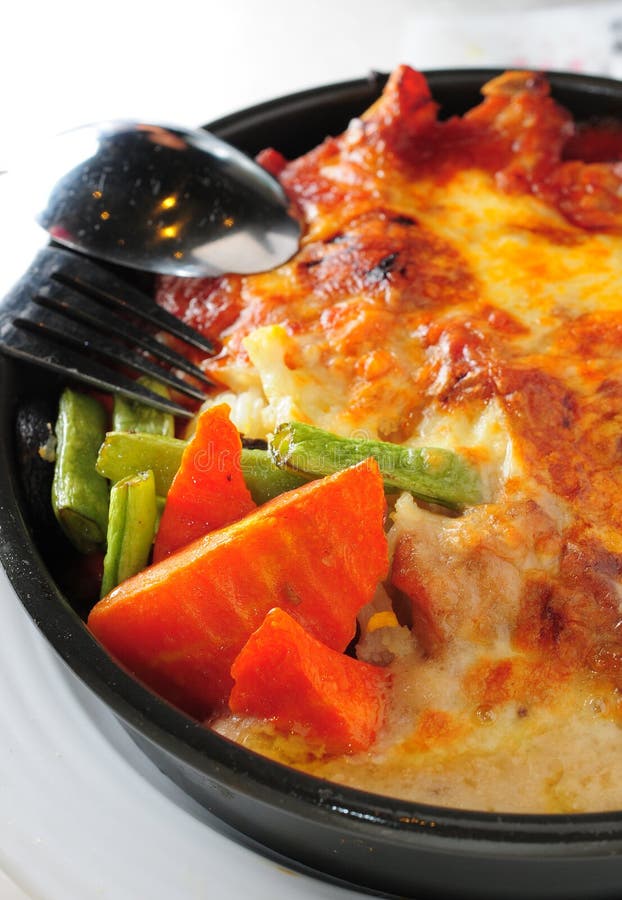 Baked hotpan cheese pork