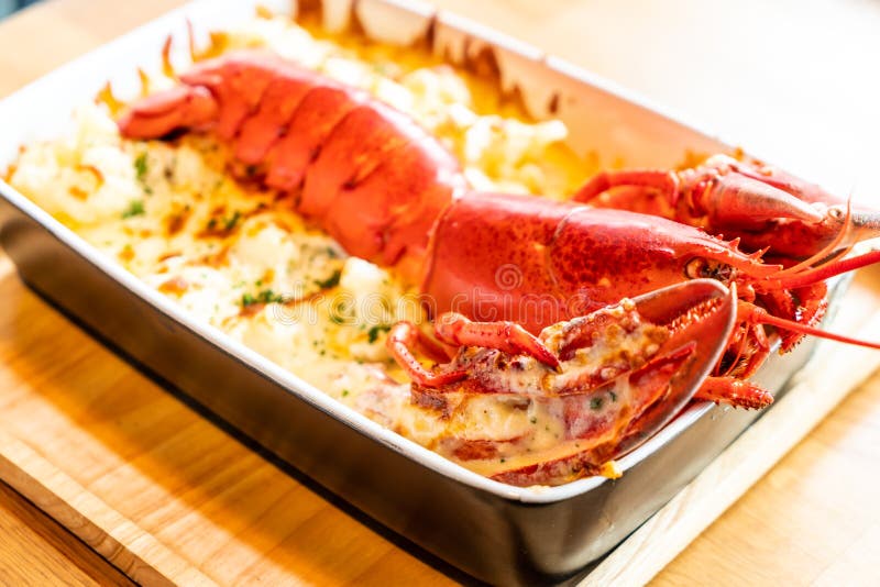 Baked Lobster With Cheese Stock Image Image Of Table 132815709