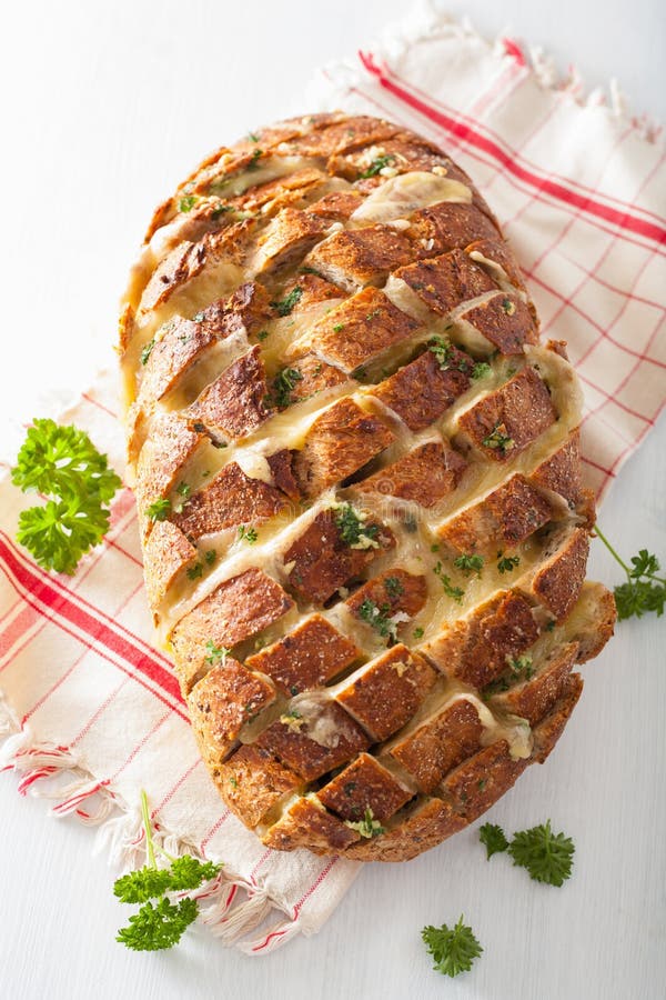 Baked Party Bread with Melted Cheese Butter Herbs Stock Image Image