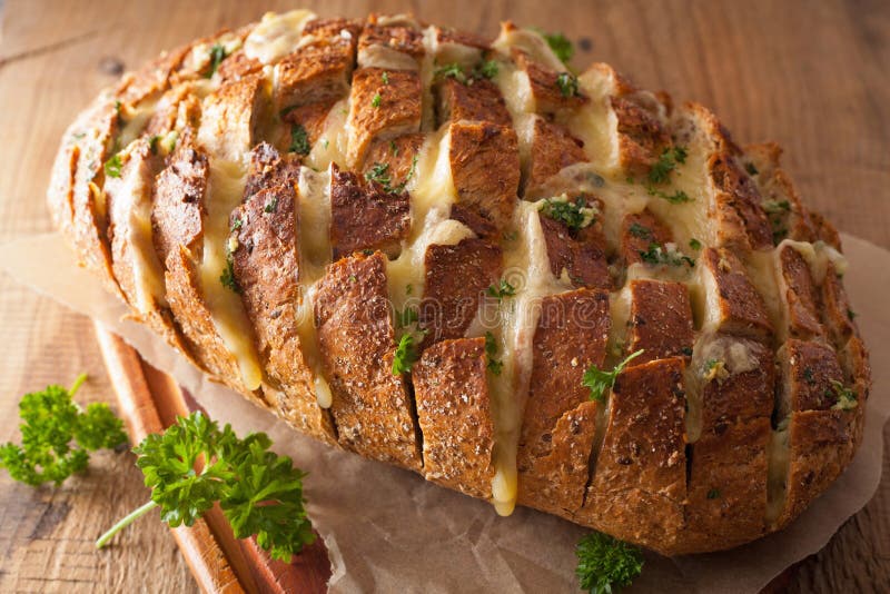 Baked Party Bread with Melted Cheese Butter Herbs Stock Photo Image of garlic, dark 98991478