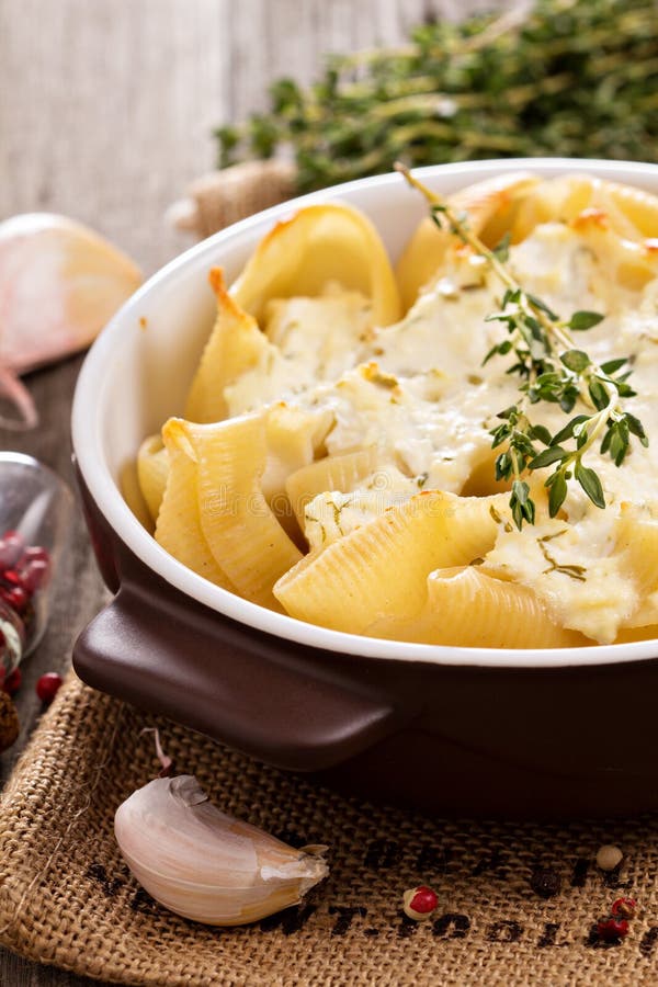 Baked Pasta with Cottage Cheese Stock Photo Image of vertical, lunch