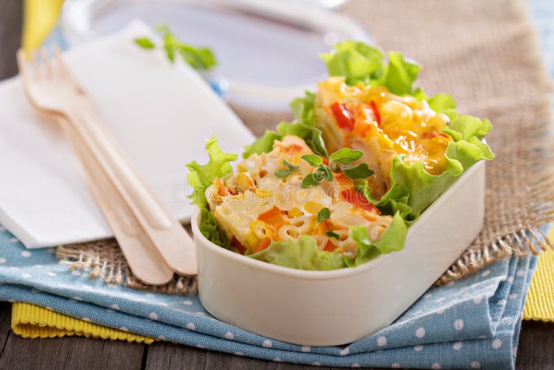 Baked Pasta with Egg and Vegetables Stock Image - Image of cheese