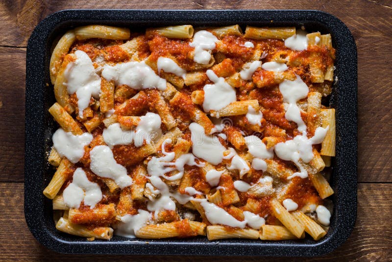 Baked Pasta with Fried Eggplant Slices with Vegetarian Ragout Stock