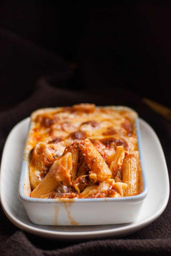 Baked Penne Pasta with Tomato Sauce and Cheese Stock Image Image of