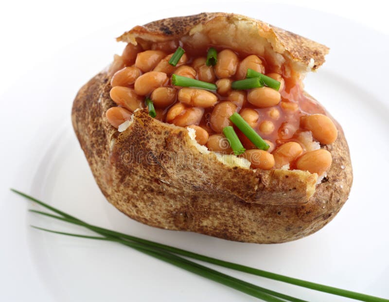 Baked potato and beans stock image. Image of beans, russet 15895195
