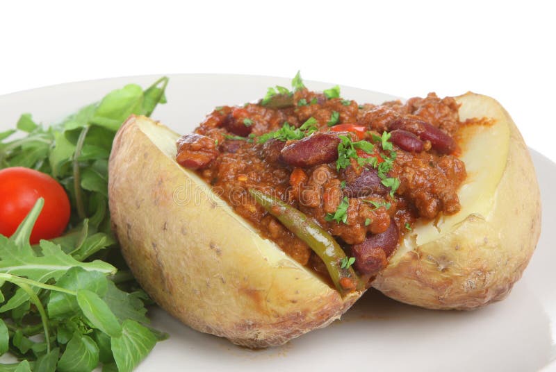 Baked Potato with Chilli Con Carne Stock Image Image of chili