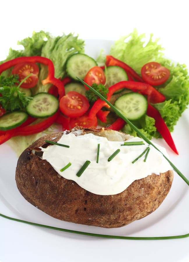 Baked Potato and Cottage Cheese Vertical Stock Image Image of cherry
