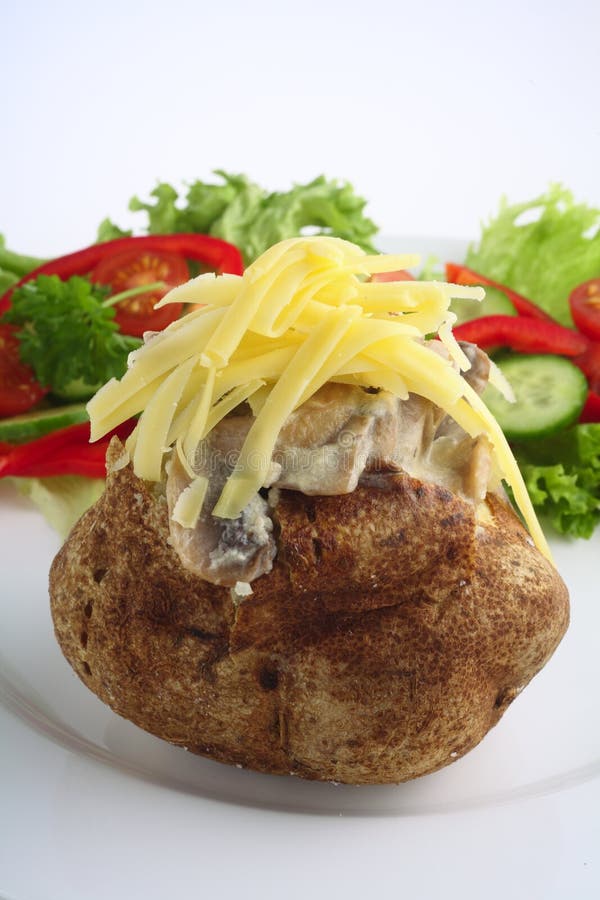 Baked Potato with Beans and Cheese Stock Image - Image of grated ...