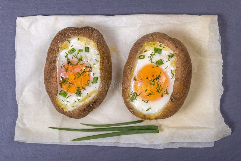 Baked Potatoes Stuffed with Cheese and Egg Stock Photo Image of cook